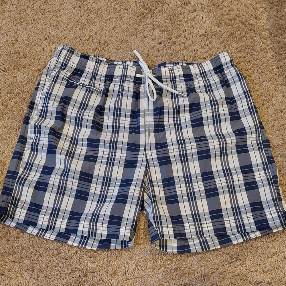 π€5/$25 BLACK BROWN 1826 (Macy's) Gray & White Plaid Swim Trunks